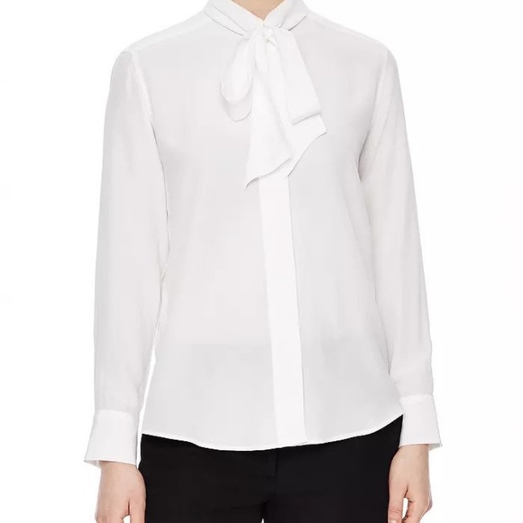 Sandro White Silk Blouse with Tie Front - Picture 1 of 8